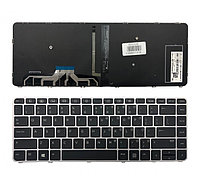 Клавиатура для ноутбука HP EliteBook Folio 1040 G3, чёрная, с подсветкой, с серебряной рамкой, RU