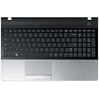Верхняя часть корпуса (Palmrest) Samsung NP300E7A, клавиатура RU, серебристо-чёрный, BA75-03351A