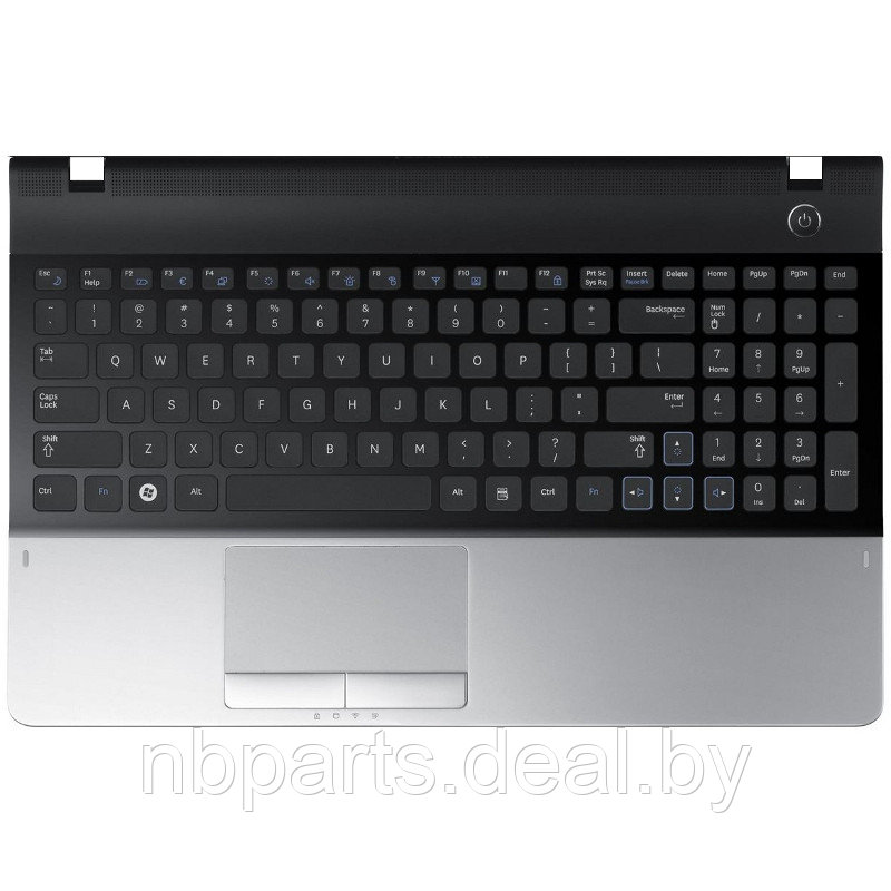 Верхняя часть корпуса (Palmrest) Samsung NP300E7A, клавиатура RU, серебристо-чёрный, BA75-03351A - фото 1 - id-p111775793