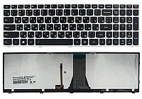 Клавиатура для ноутбука Lenovo IdeaPad G50-70, Z51-70, чёрная, с подсветкой, с серой рамкой, RU