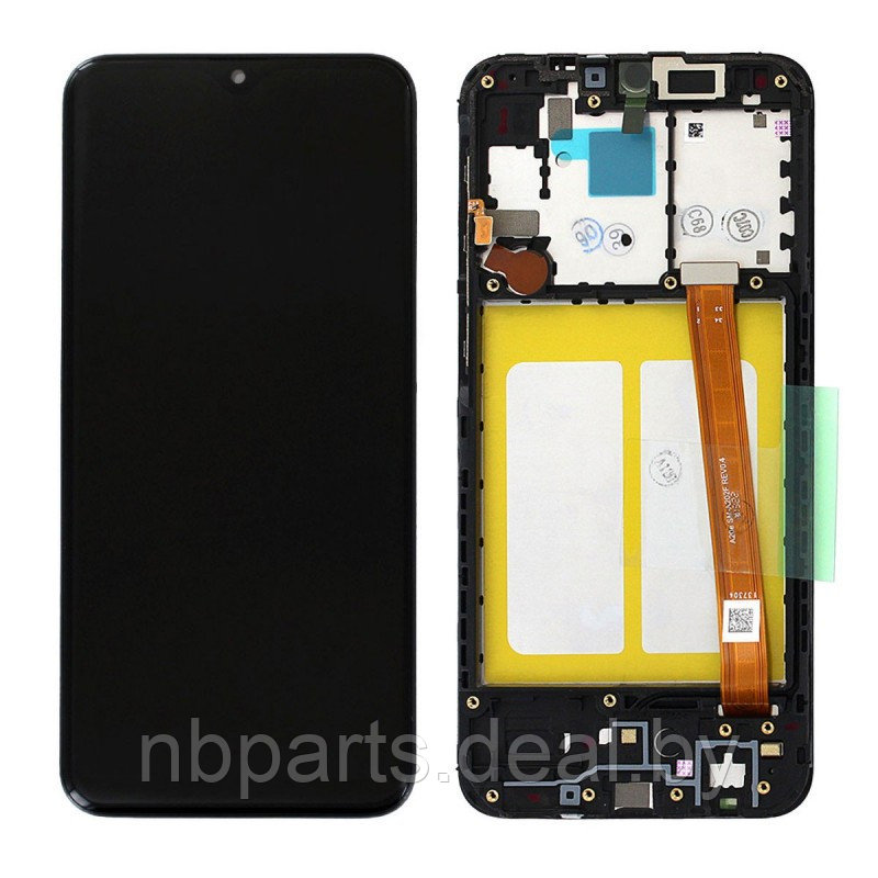 Дисплей Samsung A20 (A202) Черный (REF) в раме LCD A202 - фото 1 - id-p199387933
