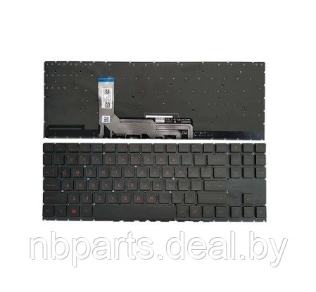 Клавиатура для ноутбука HP Omen 15-EN, чёрная, с подсветкой, красные буквы, RU - фото 1 - id-p209288809