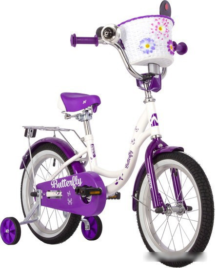 Детский велосипед Novatrack Butterfly 16 2023 167BUTTERFLY.WVL23 (белый/фиолетовый) - фото 1 - id-p210508765