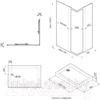 Душевой уголок Triton Вента-Блэк 100x80 - фото 2 - id-p215048128