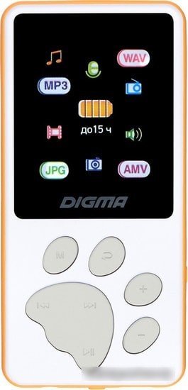 MP3 плеер Digma S4 8GB (белый/оранжевый) - фото 1 - id-p215052642