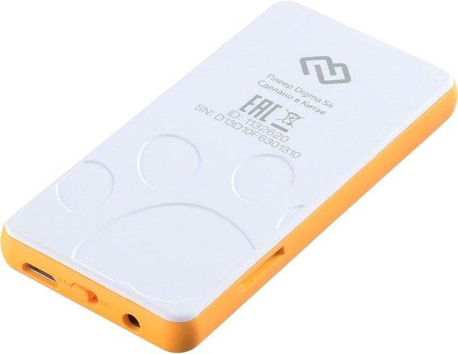 MP3 плеер Digma S4 8GB (белый/оранжевый) - фото 4 - id-p215052642