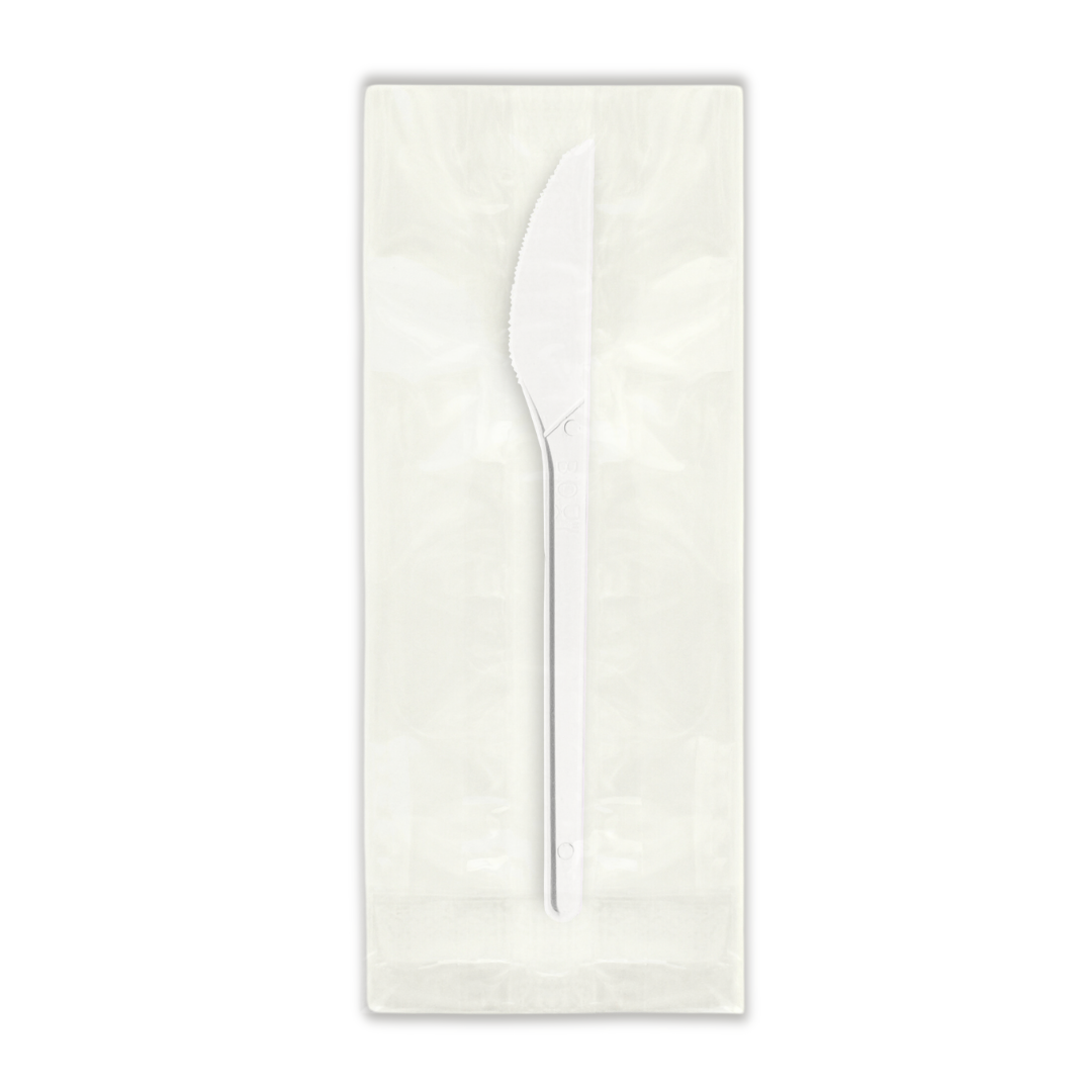 Нож столовый 165 мм белая в инд.упак., БИОполимер (биоразлагаемый) - 300шт. - фото 1 - id-p215059131