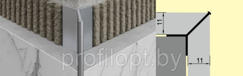 Y Профиль для плитки алюминиевый, Мерседес, Белый, 270 см - фото 3 - id-p215059952