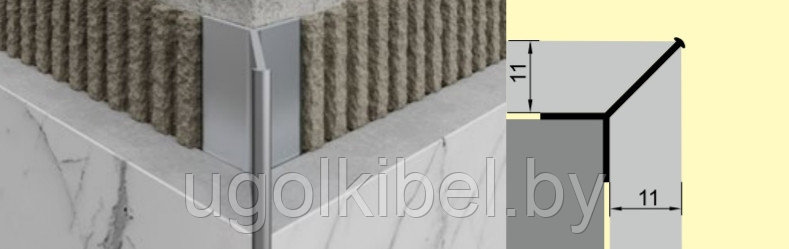Y Профиль для плитки алюминиевый, Мерседес, Белый, 270см, Италия - фото 3 - id-p215062227
