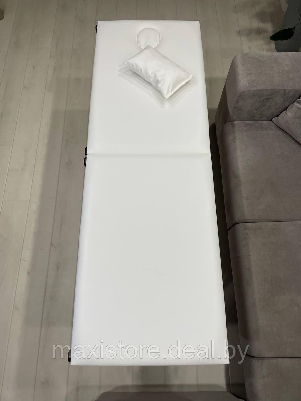 Массажный стол 190х70хРВ двойной поролон (белый) с подушкой - фото 5 - id-p215068529