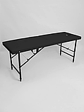 Массажный стол 180х60хРВ двойной поролон (черный) с подушкой, фото 3