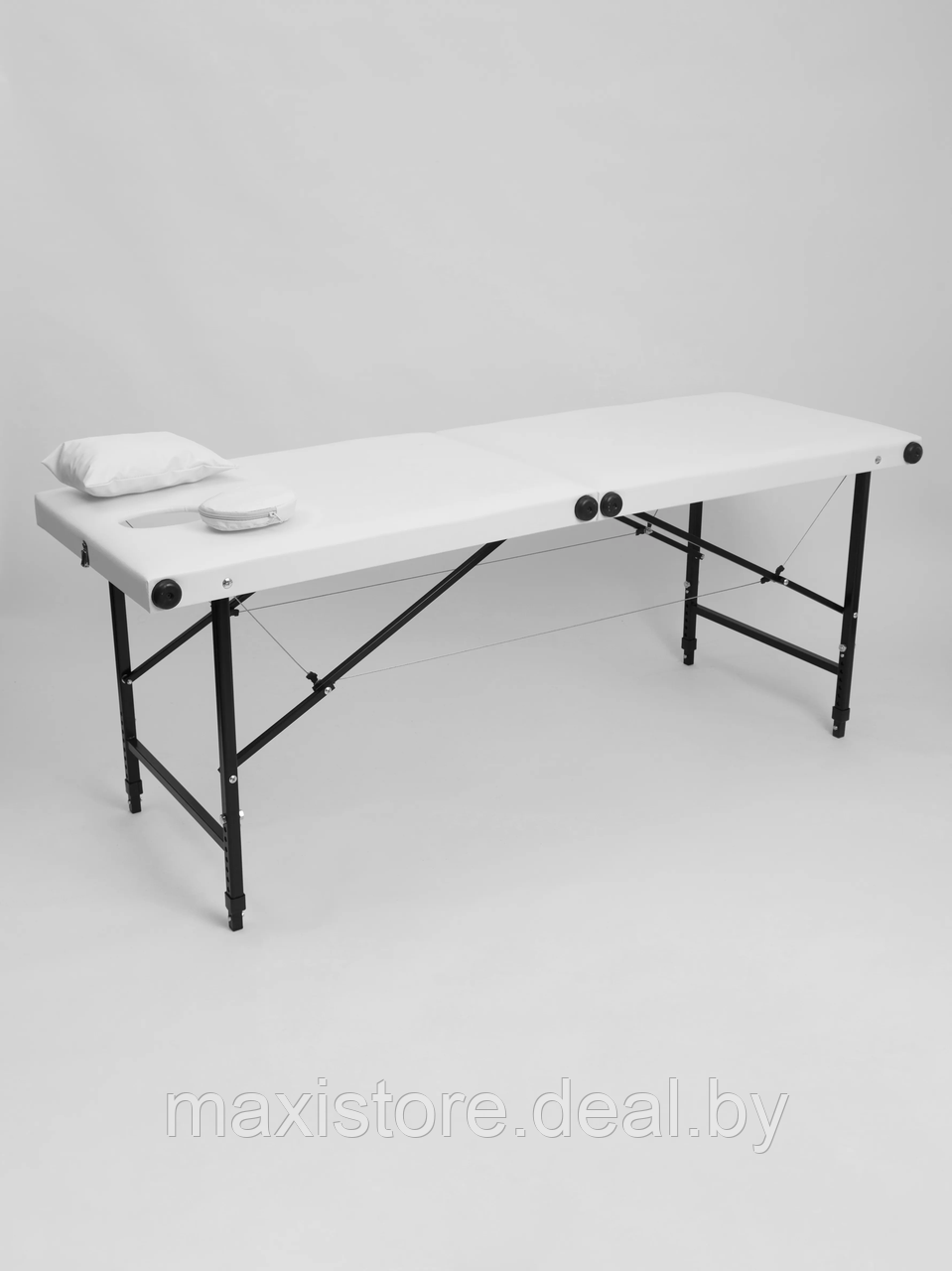 Массажный стол 180х60хРВ двойной поролон (белый) с подушкой - фото 1 - id-p215069014