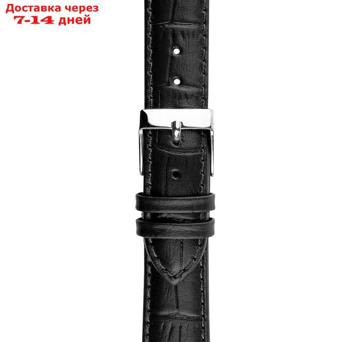 Ремешок для часов, мужской, 20 мм, натуральная кожа, чёрный - фото 4 - id-p215041944