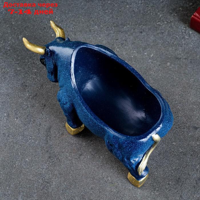 Подставка для мелочей "Бык" синий мрамор, 12х24х11см - фото 5 - id-p215042974