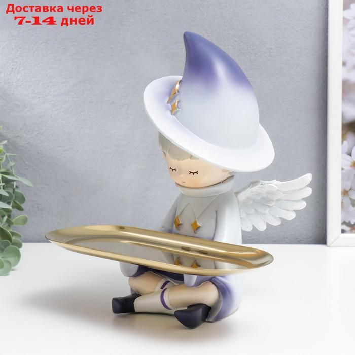 Сувенир полистоун подставка "Малыш-ангел в колпаке со звёздами" 24х17,8 см - фото 4 - id-p215042976