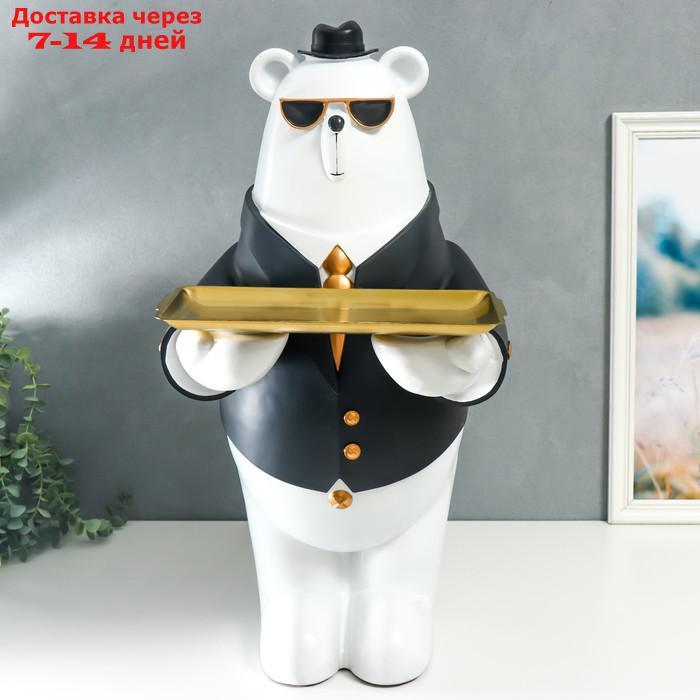 Сувенир полистоун подставка "Белый мишка в чёрном пиджаке, в очках и шляпе" 69х34,5х42,5 см 767523 - фото 1 - id-p215042987