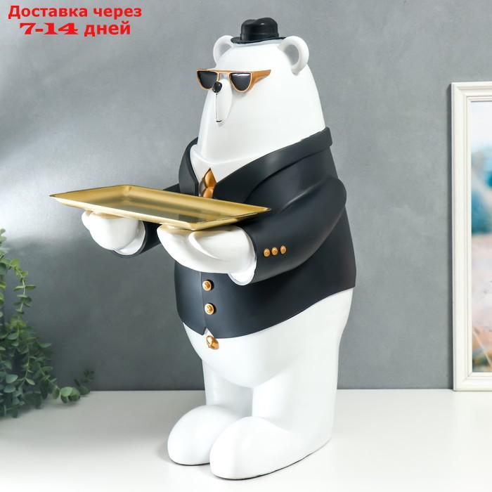 Сувенир полистоун подставка "Белый мишка в чёрном пиджаке, в очках и шляпе" 69х34,5х42,5 см 767523 - фото 3 - id-p215042987