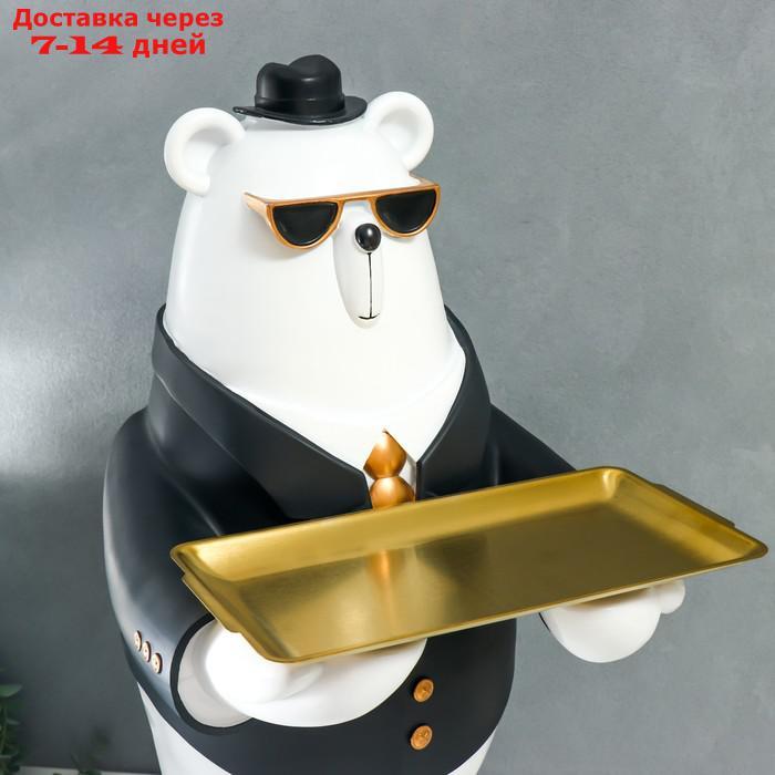 Сувенир полистоун подставка "Белый мишка в чёрном пиджаке, в очках и шляпе" 69х34,5х42,5 см 767523 - фото 4 - id-p215042987