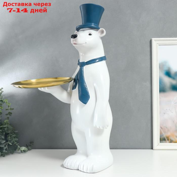 Сувенир полистоун подставка "Белый медведь в цилиндре и галстуке" d=26 см 70х37х40 см - фото 3 - id-p215043002