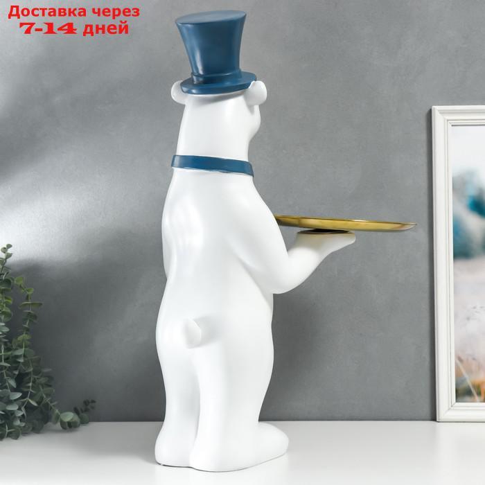 Сувенир полистоун подставка "Белый медведь в цилиндре и галстуке" d=26 см 70х37х40 см - фото 4 - id-p215043002
