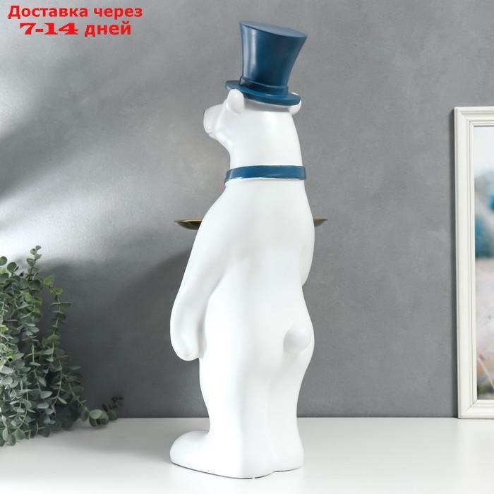 Сувенир полистоун подставка "Белый медведь в цилиндре и галстуке" d=26 см 70х37х40 см - фото 5 - id-p215043002