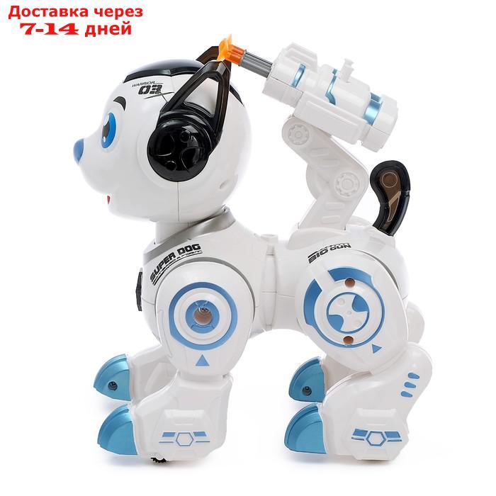 Робот-игрушка "Собака Рокки", стреляет, световые эффекты, работает от батареек, цвет синий - фото 2 - id-p215038941