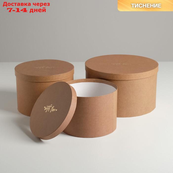 Набор шляпных коробок для цветов 3 в 1 "Крафт", 18 × 13 см - 25 × 15 см - фото 1 - id-p215040548