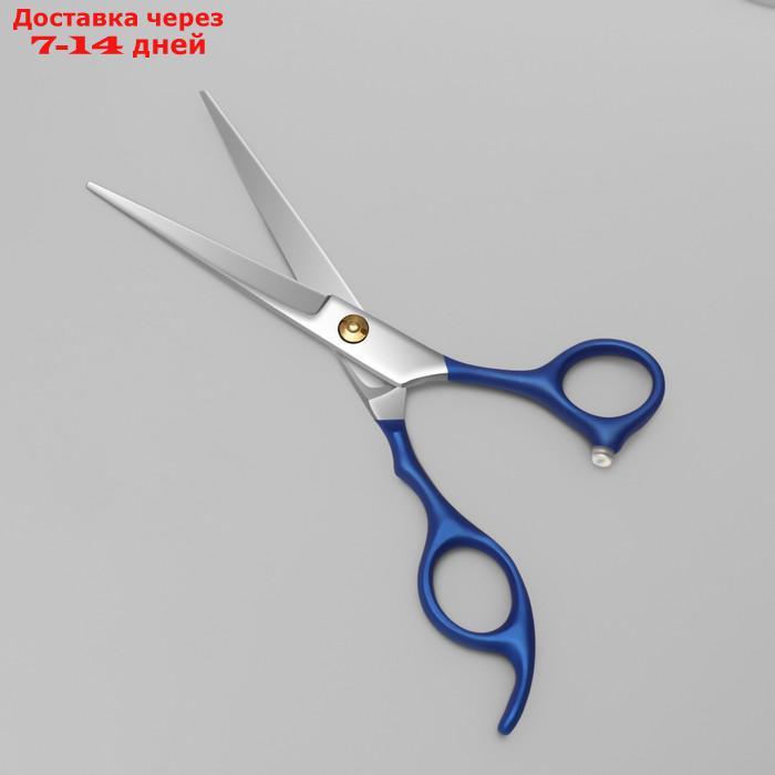 Ножницы парикмахерские с упором "Premium", лезвие 6,5 см, цвет серебристый/синий - фото 3 - id-p215043080