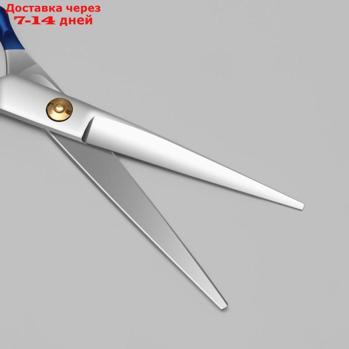 Ножницы парикмахерские с упором "Premium", лезвие 6,5 см, цвет серебристый/синий - фото 4 - id-p215043080