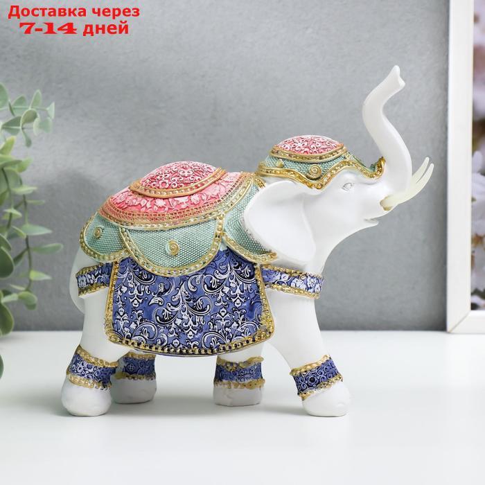 Сувенир полистоун "Индийский слон в цветной попоне с узорами" 19,5х19,5х7,8 см - фото 3 - id-p215039084