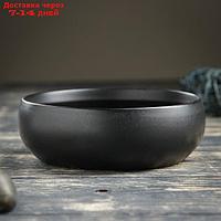 Кашпо-бонсайница керамическое круглое "Плошка" черное 16*16*5 см