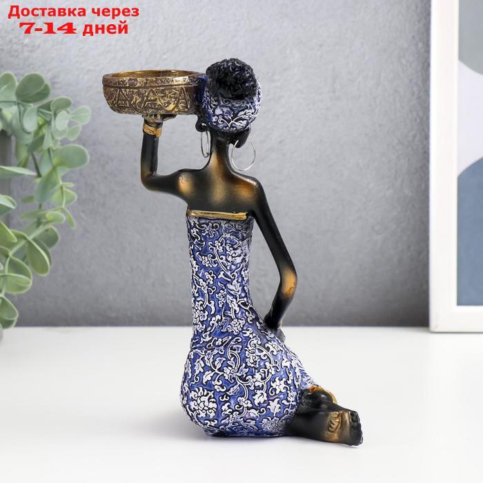 Сувенир полистоун "Африканка Амади" синее платье с узорами МИКС 19х11х7,7 см - фото 3 - id-p215039185