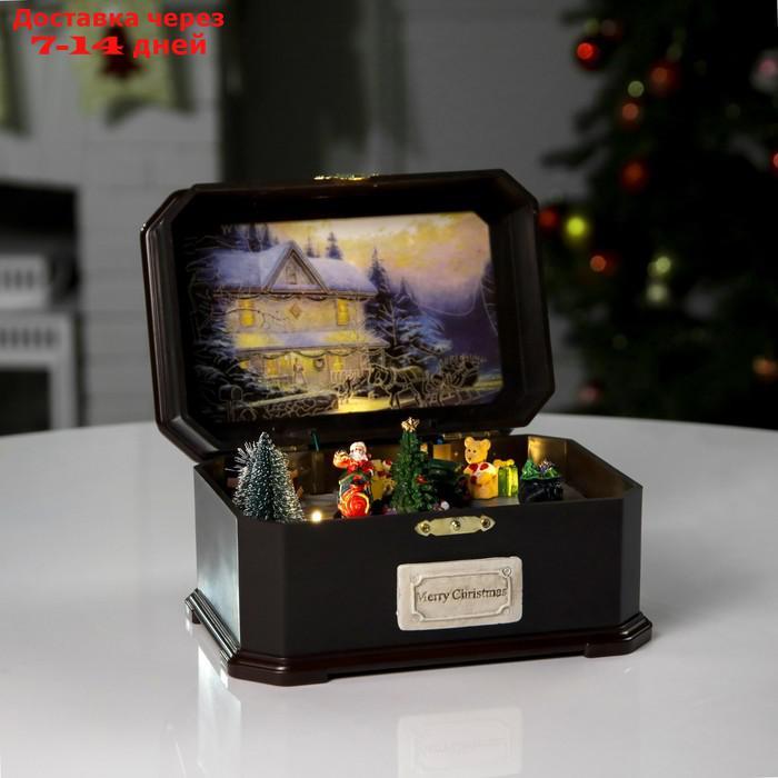 Фигура светодиодная "Дед мороз на поезде" 20x14x12 см, USB, AAx3, Т/БЕЛЫЙ - фото 1 - id-p215042279