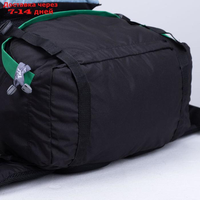 Рюкзак туристический, 65 л, отдел на молнии, 3 наружных кармана, цвет чёрный/зелёный/серый - фото 3 - id-p215039346