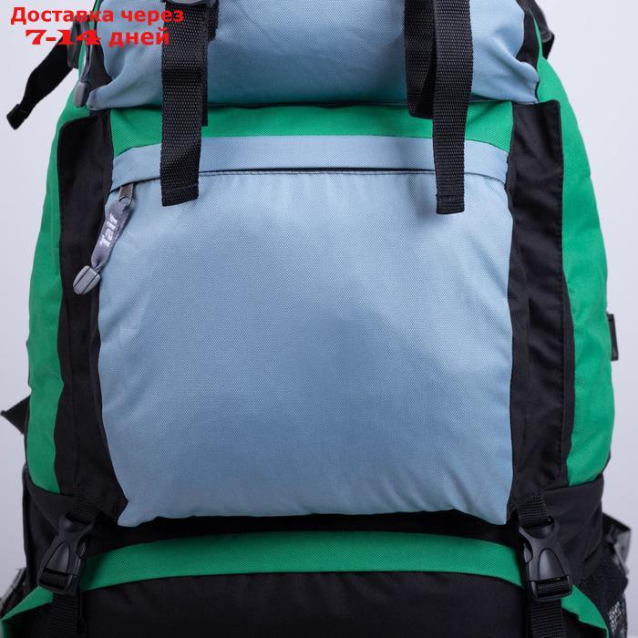 Рюкзак туристический, 65 л, отдел на молнии, 3 наружных кармана, цвет чёрный/зелёный/серый - фото 4 - id-p215039346