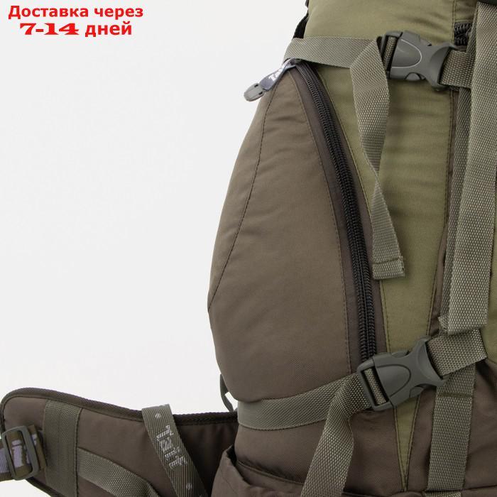 Рюкзак туристический, 65 л, отдел на шнурке, 2 наружных кармана, 2 боковых кармана, цвет оливковый - фото 7 - id-p215039348