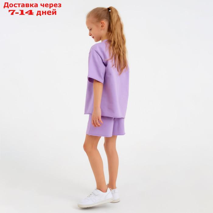 Костюм детский (футболка, шорты) MINAKU: Casual Collection цвет лиловый, рост 128 - фото 3 - id-p215042416