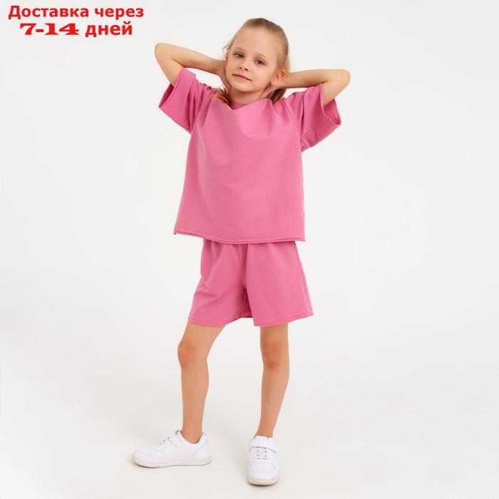 Костюм детский (футболка, шорты) MINAKU: Casual Collection цвет пудровый, рост 158 - фото 5 - id-p215042417