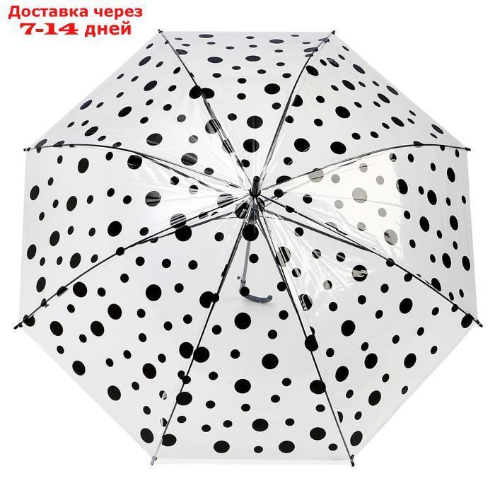 Зонт детский "Горохи", полуавтоматический, r=45см, цвет прозрачный/чёрный - фото 2 - id-p215041296