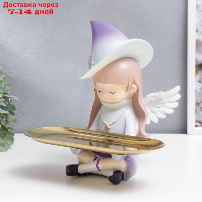 Сувенир полистоун подставка "Малышка-ангел в колпаке со звёздами" 24х17,8 см - фото 4 - id-p215042691