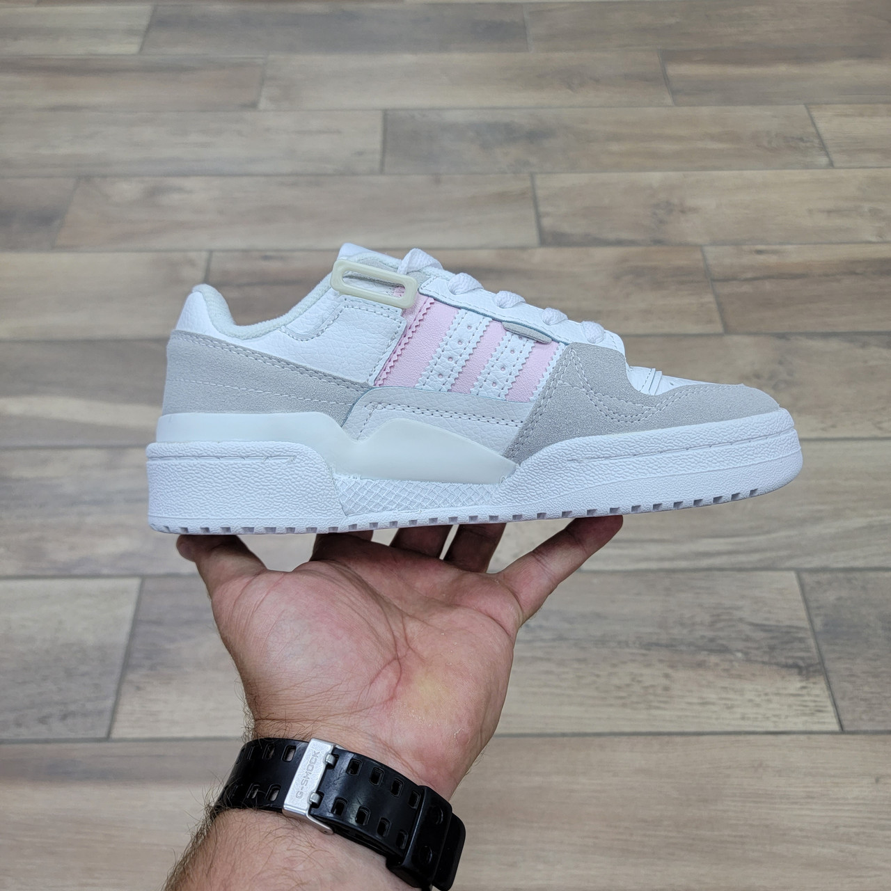 Кроссовки Adidas Forum Exhibit Low White Pink - фото 2 - id-p202753693