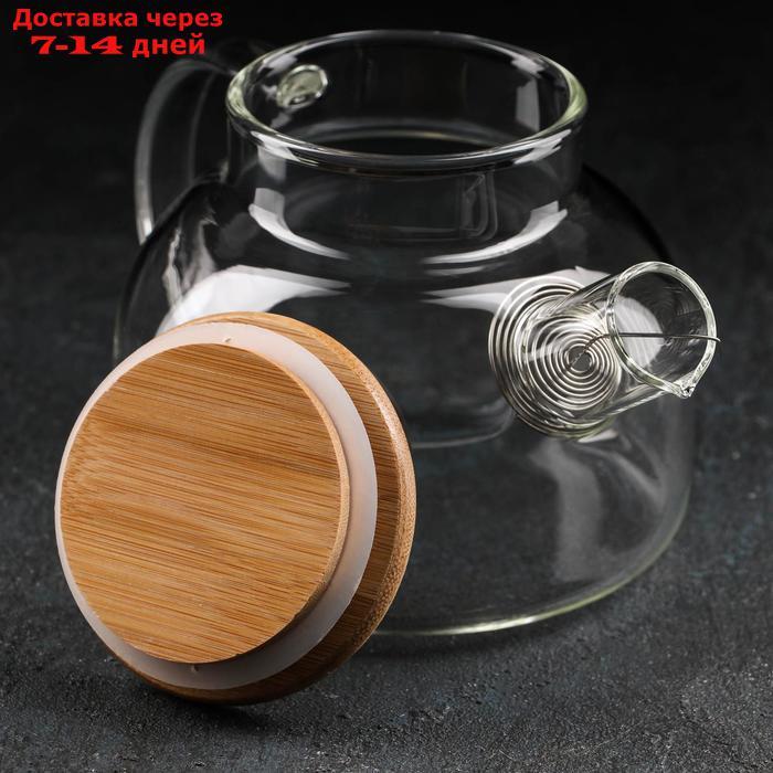 Набор чайный на деревянной подставке "Эко", 6 предметов: чайник 1,1 л, 5 кружек 120 мл - фото 5 - id-p215042787