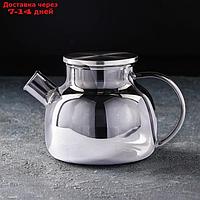 Чайник заварочный с металл ситом "Глори" 1л, цвет серый