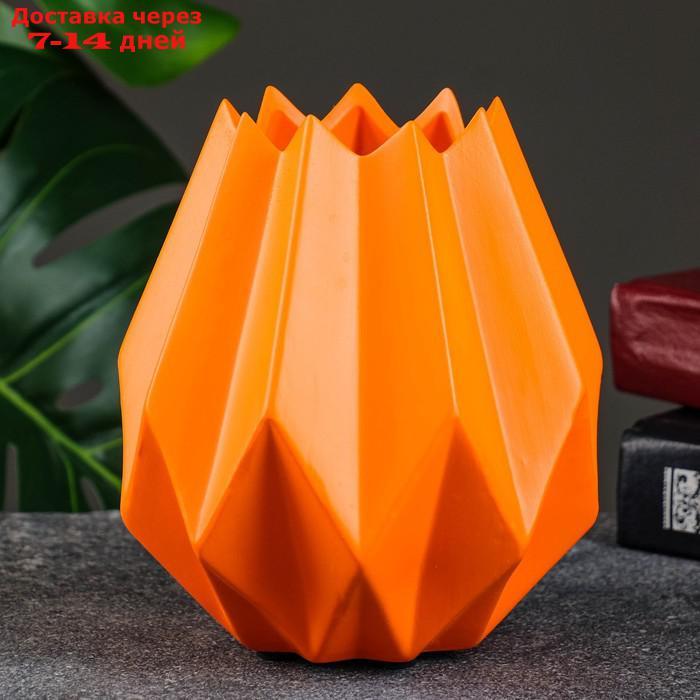 Кашпо керамическое Треугольники 14*7*7см, оранжевое - фото 1 - id-p215043796