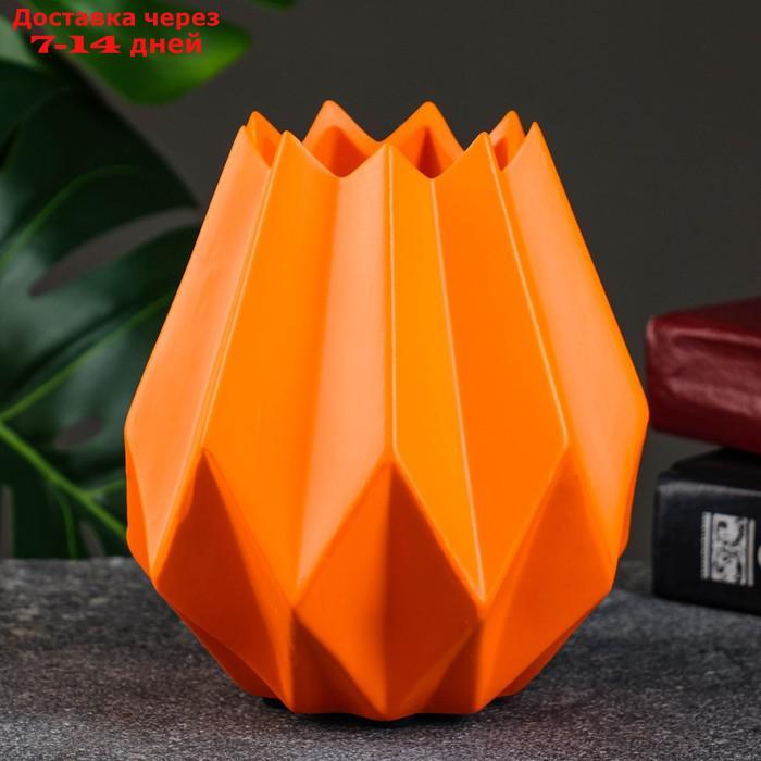 Кашпо керамическое Треугольники 14*7*7см, оранжевое - фото 3 - id-p215043796