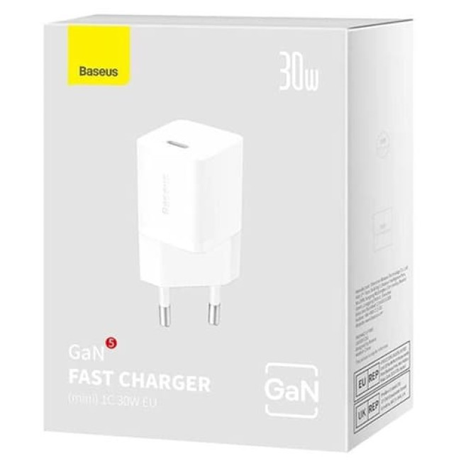 Зарядное устройство Baseus GaN5 Fast Charger(mini) 1C 30W CCGN070502 Белый - фото 4 - id-p215072785