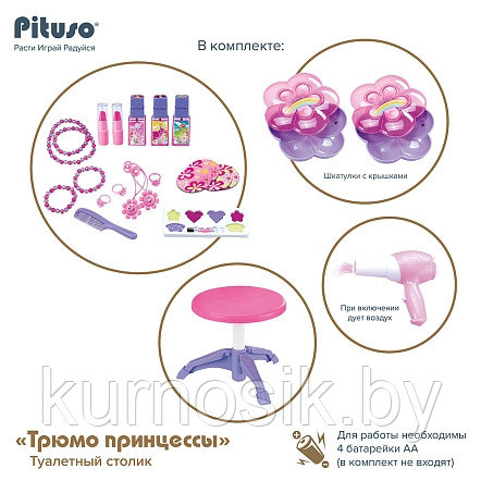 Игровой набор PITUSO Туалетный столик маленькой модницы с пуфиком, 18 элементов - фото 4 - id-p215073608
