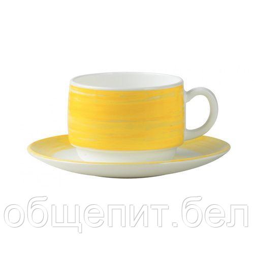 Чашка 190 мл. чайная d=76 мм. h=57 мм. желтый край Браш (блюдце 37308) /1/12/48/ - фото 1 - id-p215073780