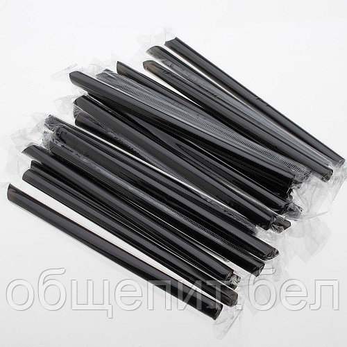 Трубочки кокт. 0,8*21 см. 500 шт/уп. прямые черные в ИНДИВИД. УП. Милк /1/10/