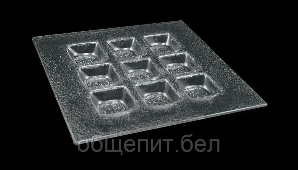 Тарелка 200*200 мм. 9-ти секционная прозр. стекло 3D (2020-9044-24-003) /1/12/